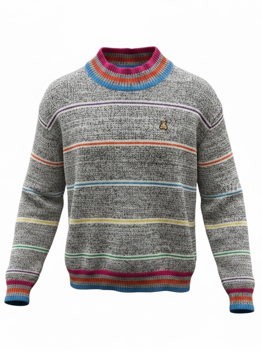 Teddy Fresh 3XL Multicolor Striped Bear Wool Blend Sweater Unisex